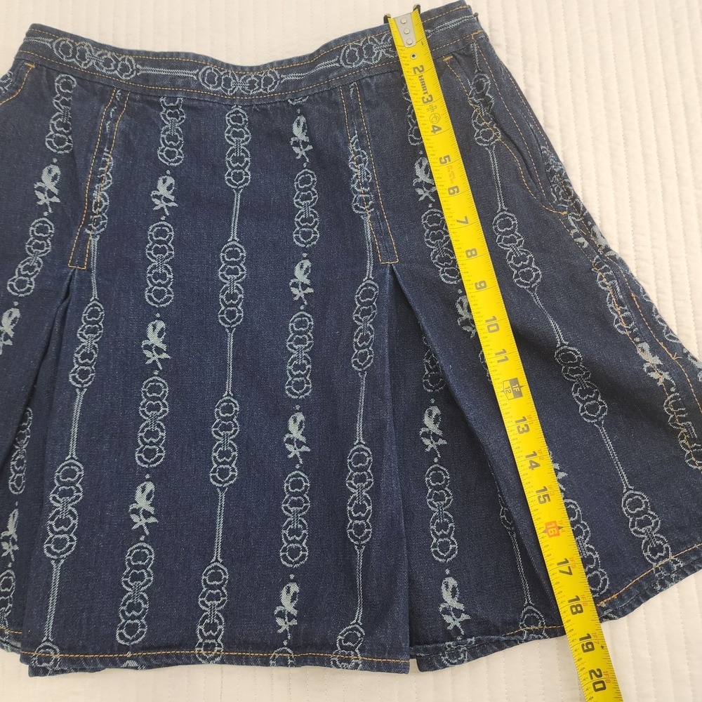 Tory Burch Womens Blue Gemini Jacquard Denim Mini Skirt A-Line Pleated Sz‎ 12 - Picture 5 of 7
